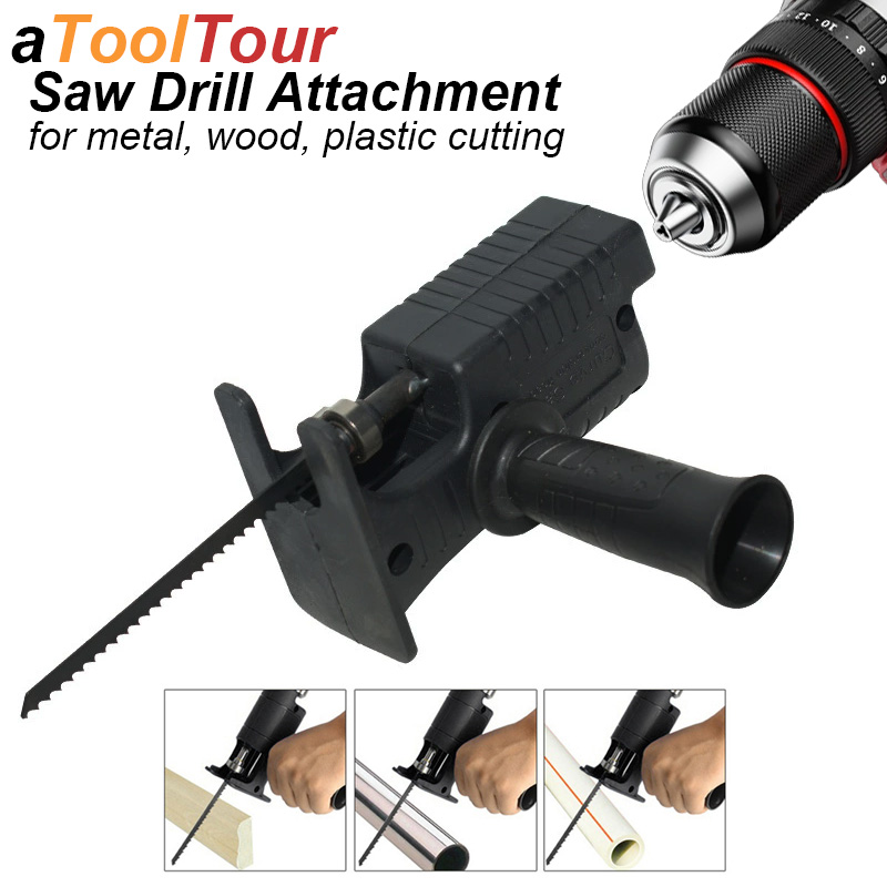 Metal Saw Reciprocating - อะแดปเตอร์เลื่อยลูกสูบสำหรับสว่านไฟฟ้า อุปกรณ์แปลงแบบพกพา ใช้ตัดโลหะ พลาสติก ไม้ DIY