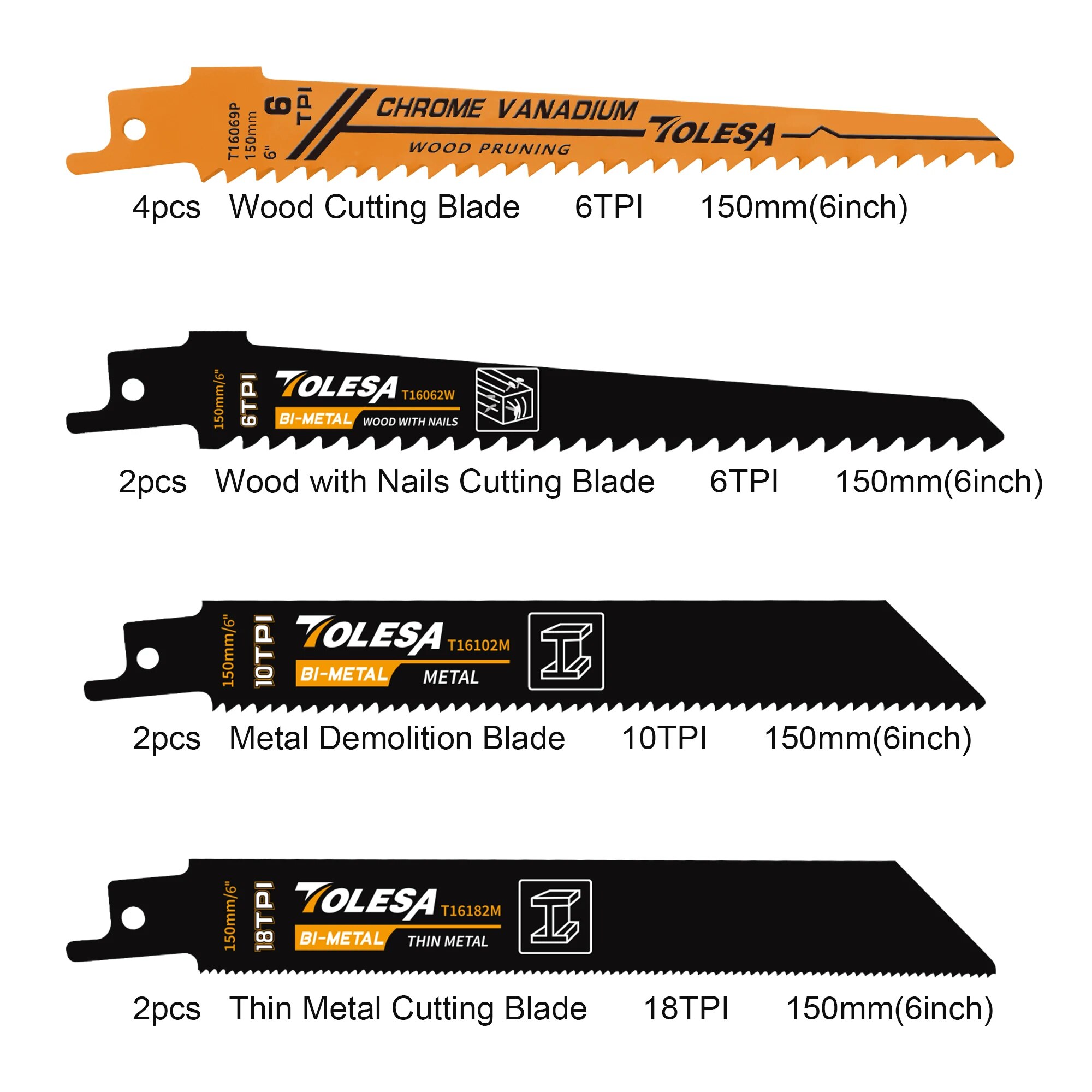 TOLESA 10PCS ใบเลื่อยลูกสูบสํา - Metal Saw Reciprocating บทวิจารณ์และราคา